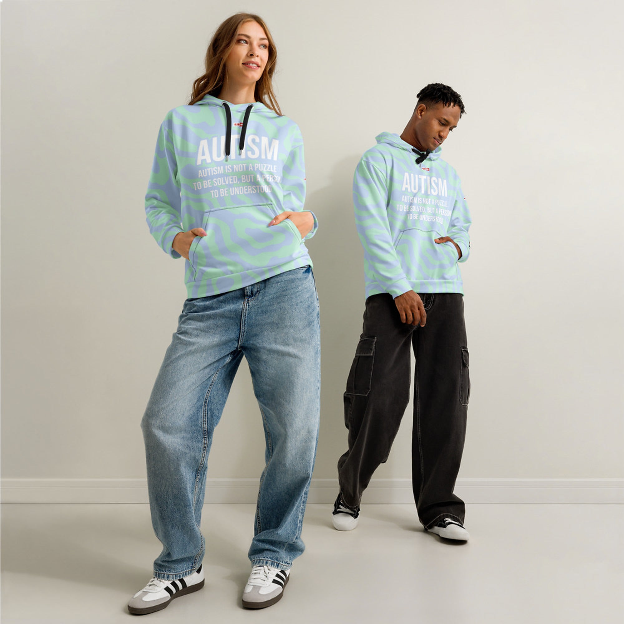 ILLTOCHILL Autism support neurodiversity butterfly gift Unisex cotton Hoodie – Duet Front (Black)
