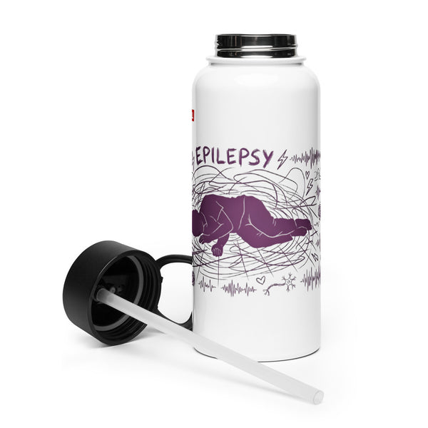 ILLTOCHILL Epilepsy awareness gift Stainless steel water bottle with a straw lid – Flat 2 Left