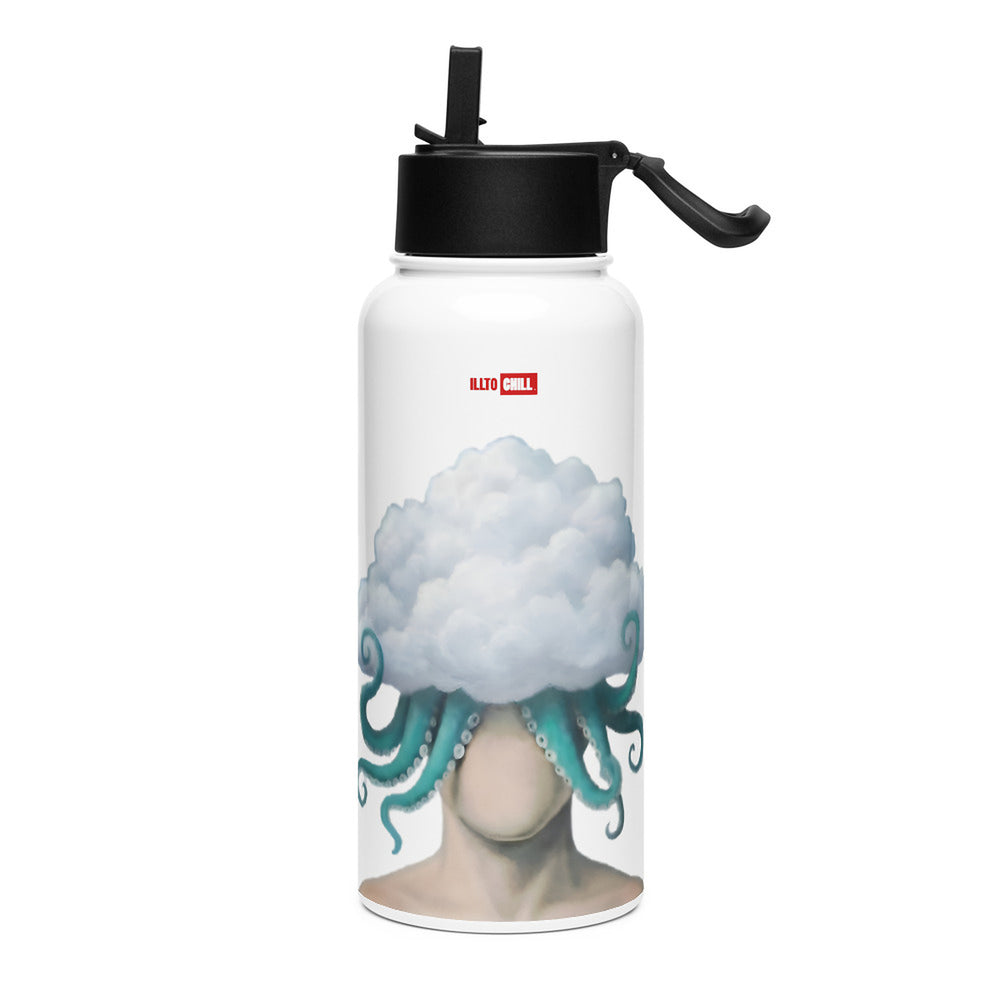 ILLTOCHILL OCD awareness Obsessive-Compulsive Disorder gift Stainless steel water bottle with a straw lid – Flat Left