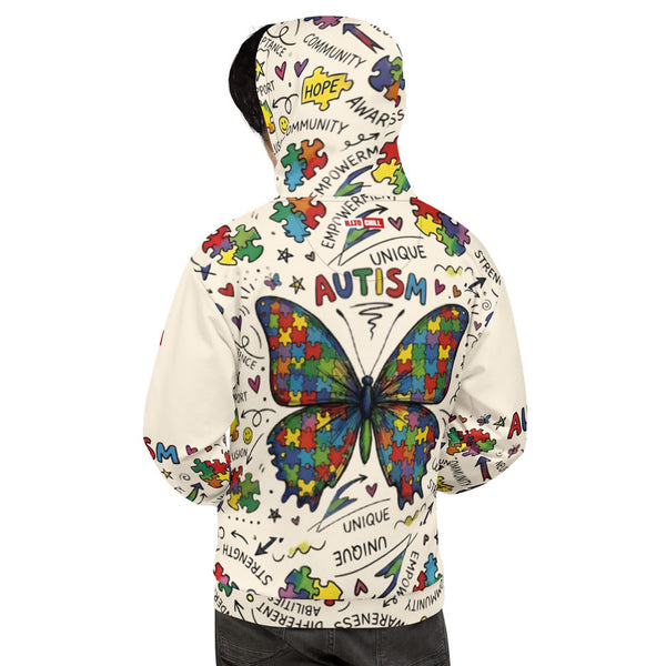 ILLTOCHILL Autism awareness neurodiversity gift All-over print heavyweight Unisex Hoodie – Men's Back (Black)