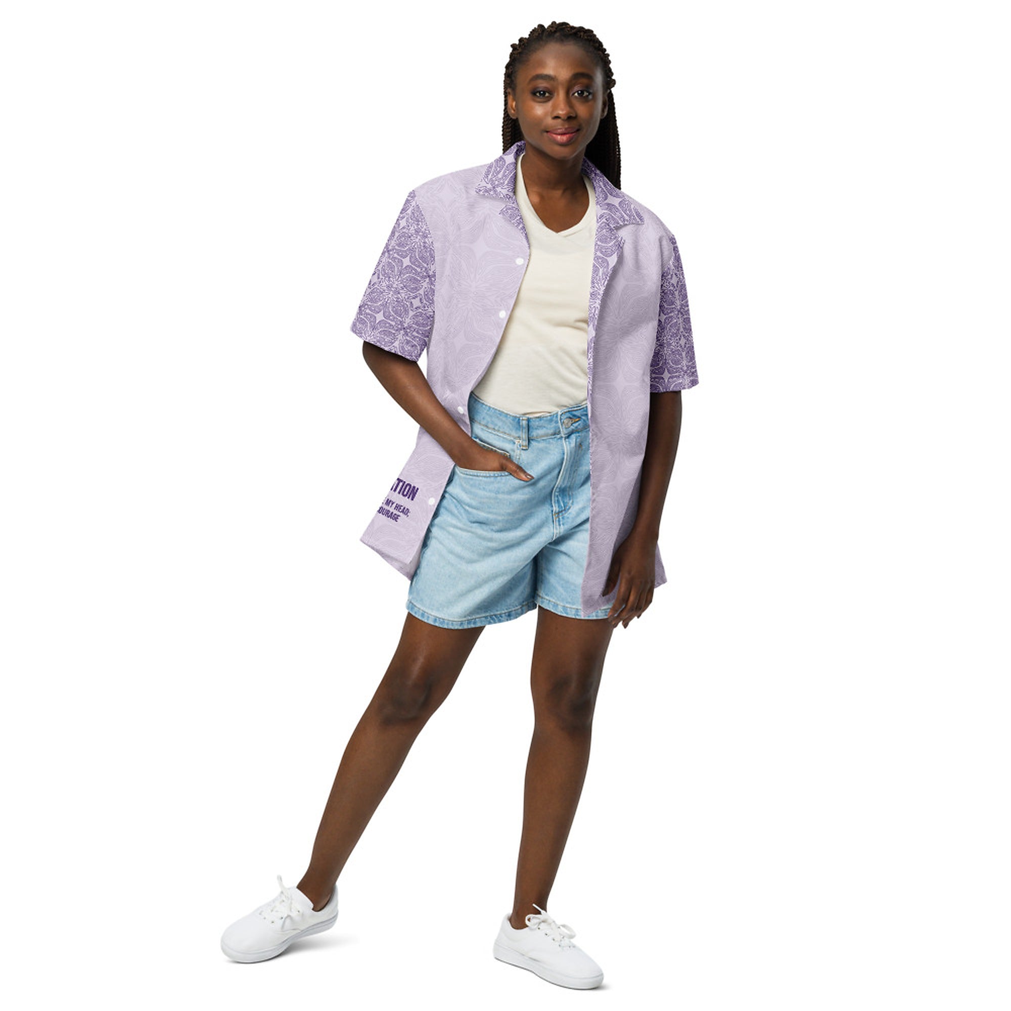 ILLTOCHILL CM Chiari Malformation awareness Unisex button shirt – Women's Front (White)