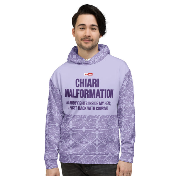 ILLTOCHILL CM Chiari Malformation awareness gift heavyweight unisex hoodie – Men's Front (White)