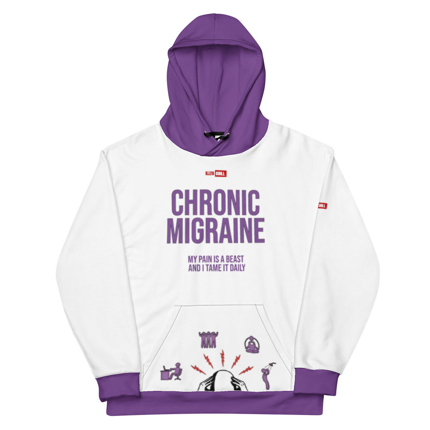 ILLTOCHILL Chronic Migraine awareness and support gift Unisex Cotton Hoodie – Flat Front (Black)