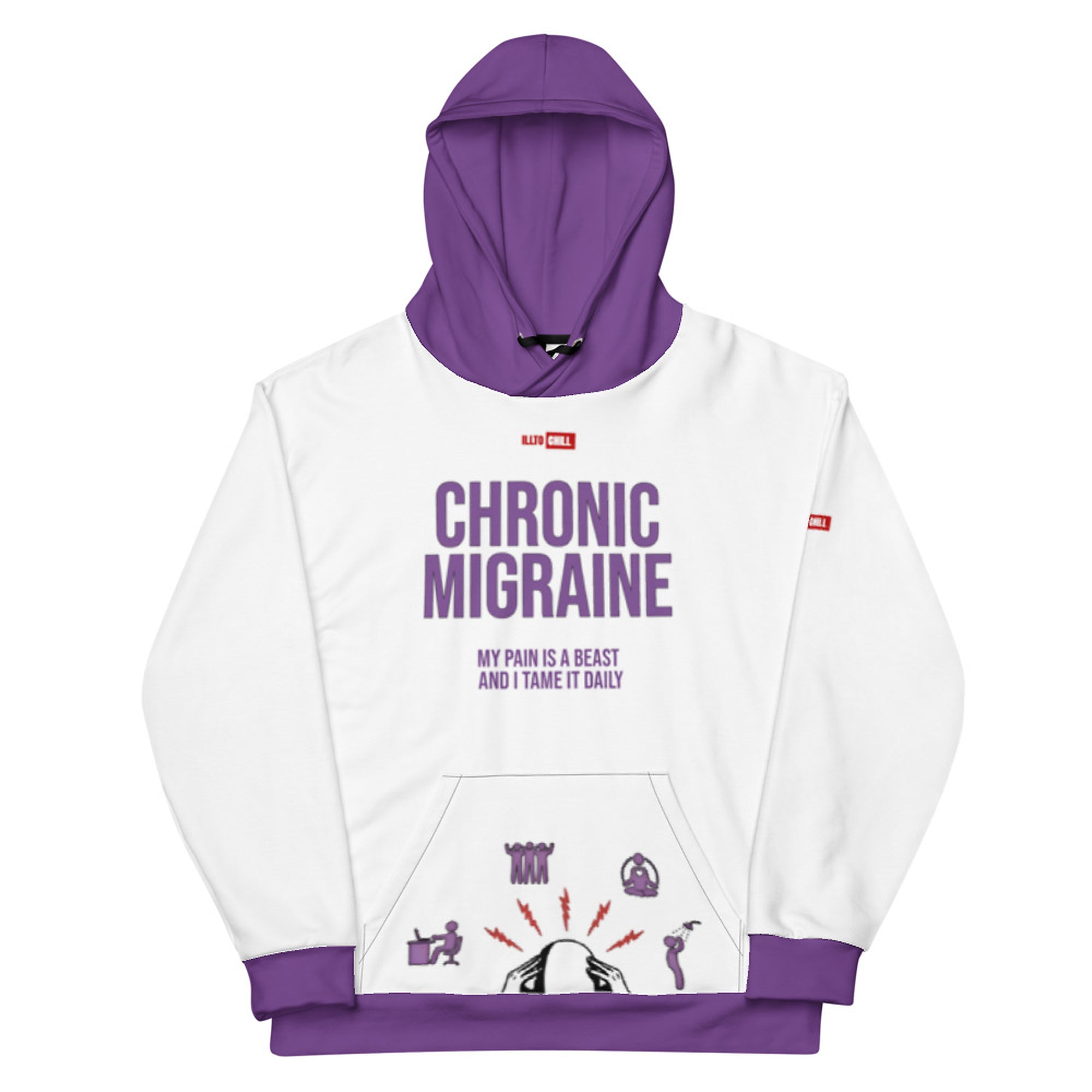 ILLTOCHILL Chronic Migraine awareness and support gift Unisex Cotton Hoodie – Flat Front (Black)