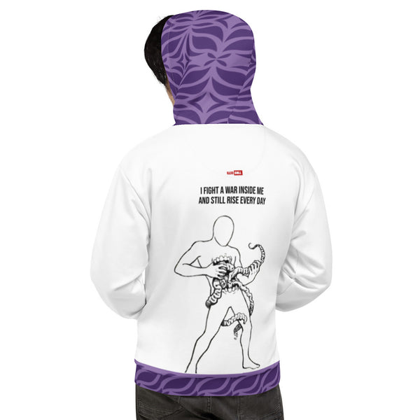 ILLTOCHILL Crohn's disease awareness and support gift heavyweight unisex hoodie – Men's Back (White)