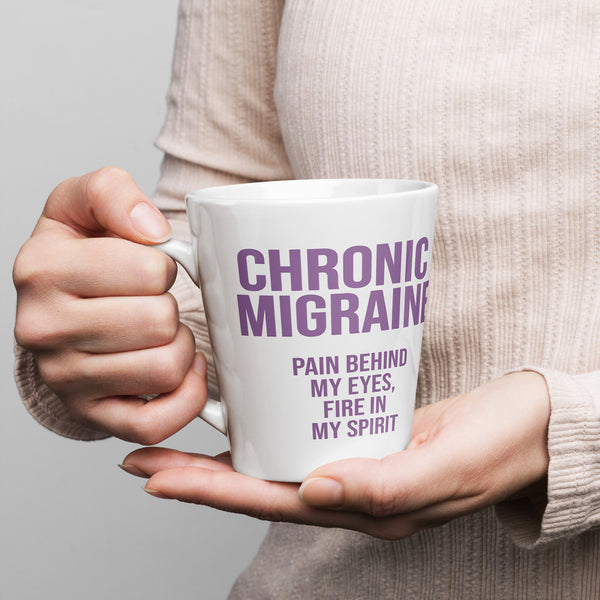 ILLTOCHILL Chronic Migraine awareness and support gift Latte mug – Lifestyle 1 Left
