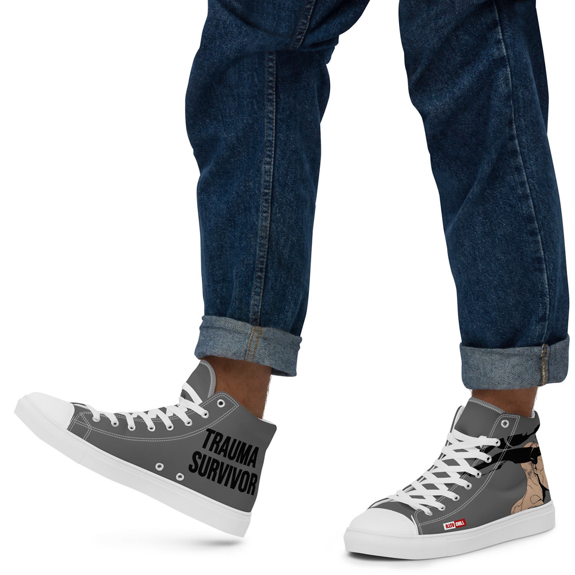 ILLTOCHILL CPTSD awareness Complex Post-Traumatic gift Men’s high top canvas shoes – Men's Lifestyle Left