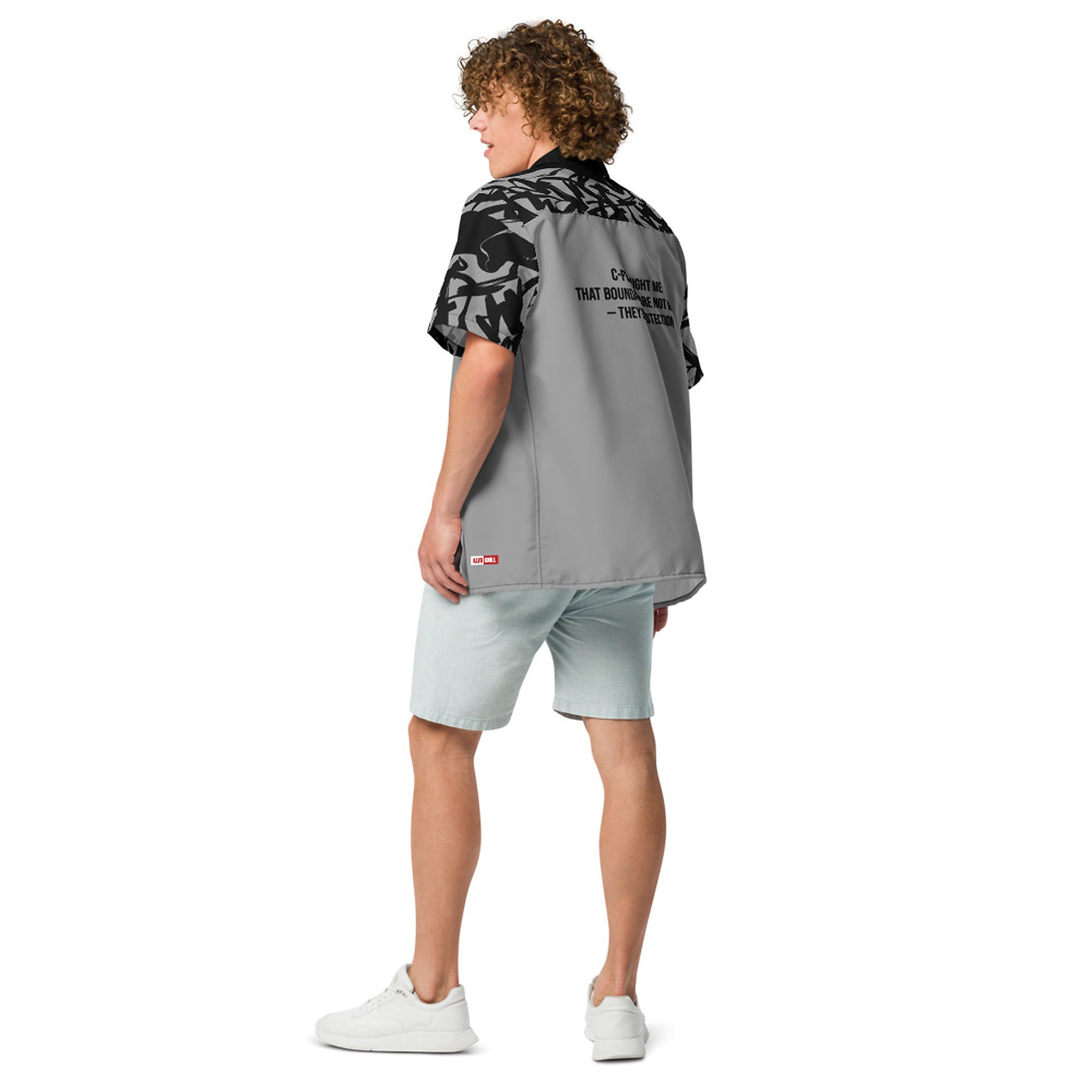 ILLTOCHILL CPTSD awareness Complex Post Traumatic Stress Disorder Unisex button shirt – Men's Back (Black)