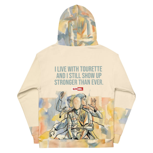 ILLTOCHILL Tourette syndrome awareness TS gift Unisex cotton hoodie – Flat Back (White)