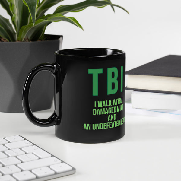 ILLTOCHILL TBI Traumatic brain injury support gift Black Glossy Mug – Lifestyle 2 Handle on Left