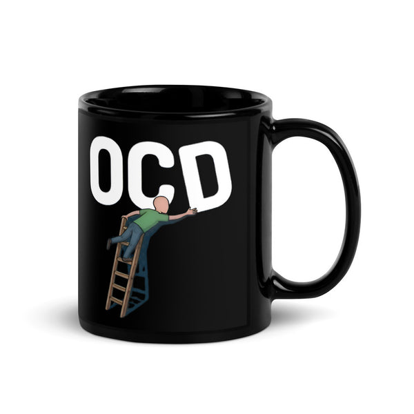 ILLTOCHILL OCD awareness Obsessive-Compulsive Disorder gift Black Glossy Mug – Flat Handle on Right