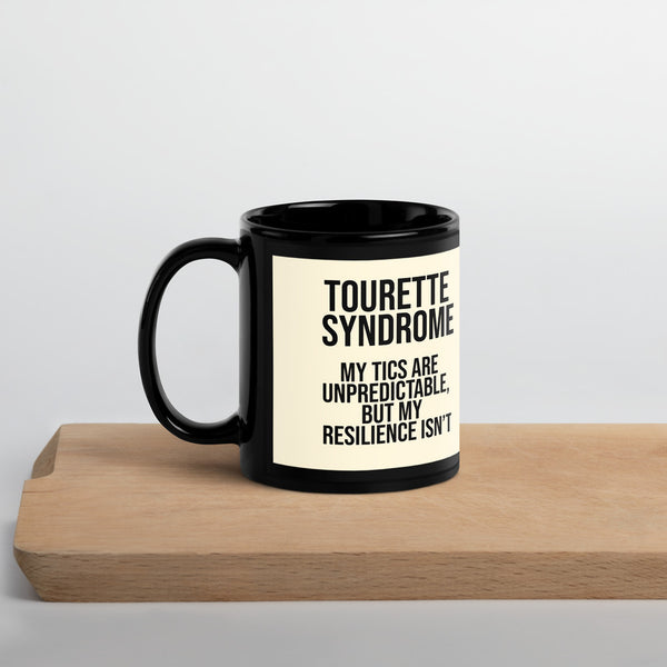 ILLTOCHILL Tourette syndrome awareness TS gift Black Glossy Mug – Lifestyle 3 Handle on Left