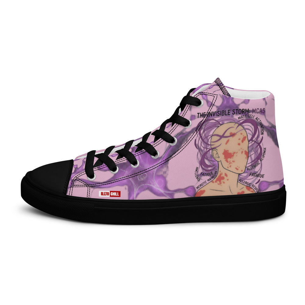 ILLTOCHILL MCAS Awareness Women's High Top Shoes – Flat 2 Left Outside (Mcas Awareness Women's High Top Shoes)