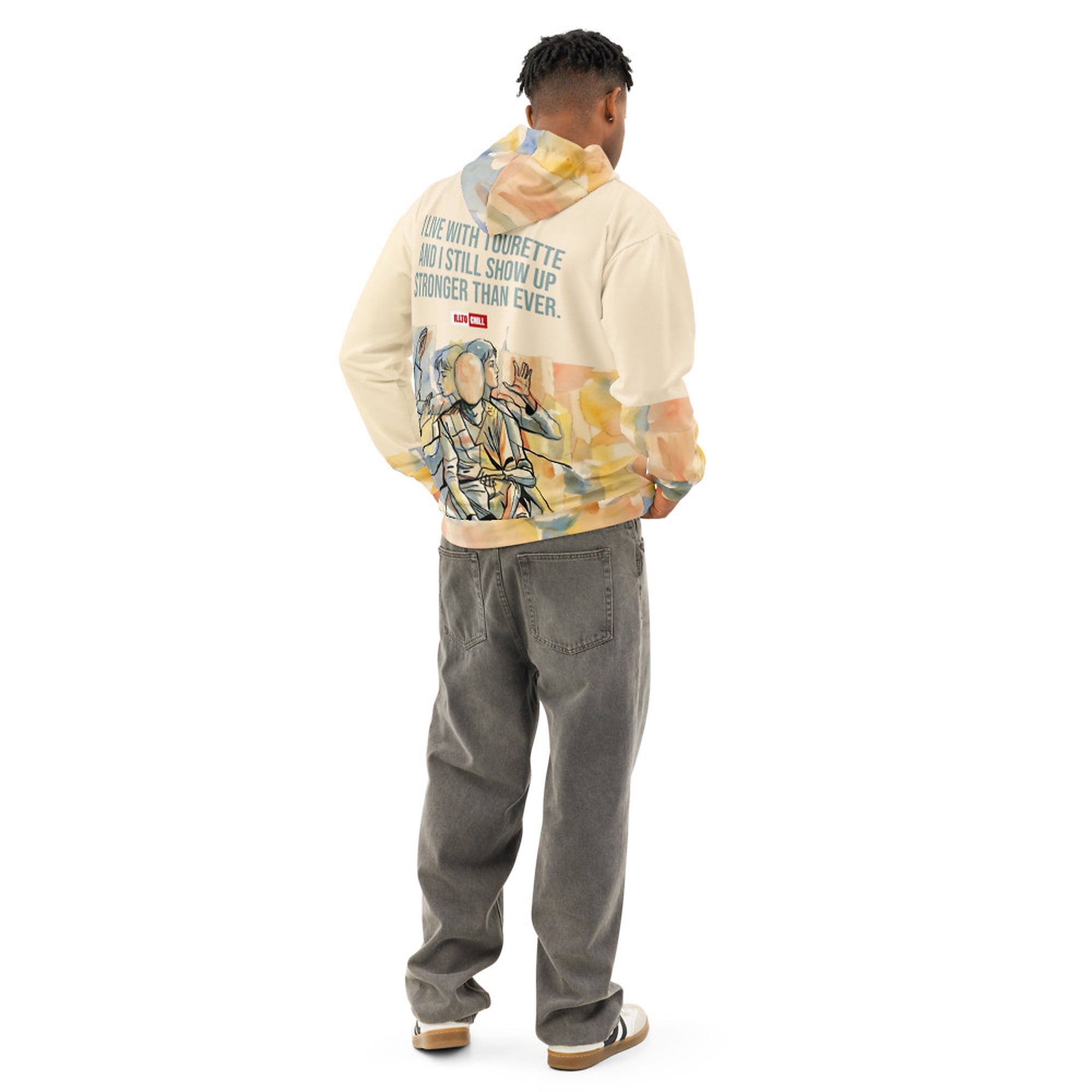ILLTOCHILL Tourette syndrome awareness TS gift Unisex cotton hoodie – Men's Back (White)