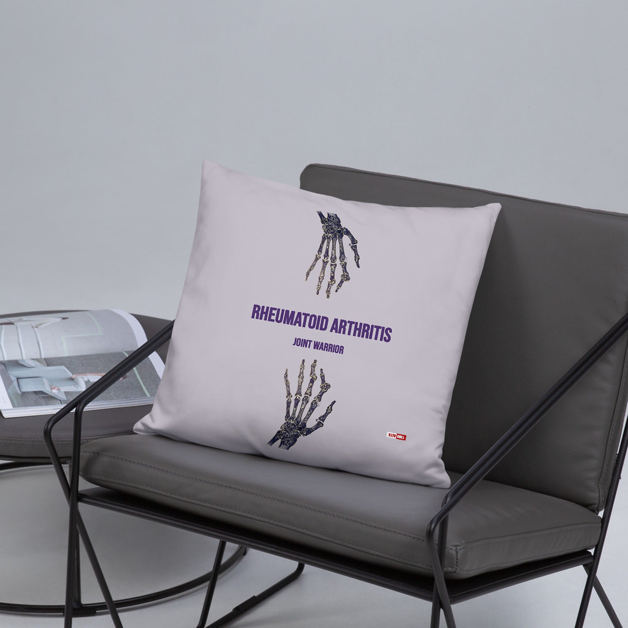 ILLTOCHILL RA awareness Rheumatoid Arthritis support gift Pillow – Lifestyle Front Lifestyle 5 (Black)