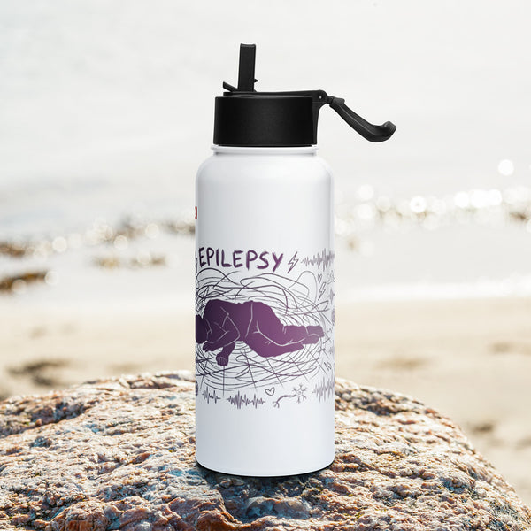 ILLTOCHILL Epilepsy awareness gift Stainless steel water bottle with a straw lid – Lifestyle 3 Left