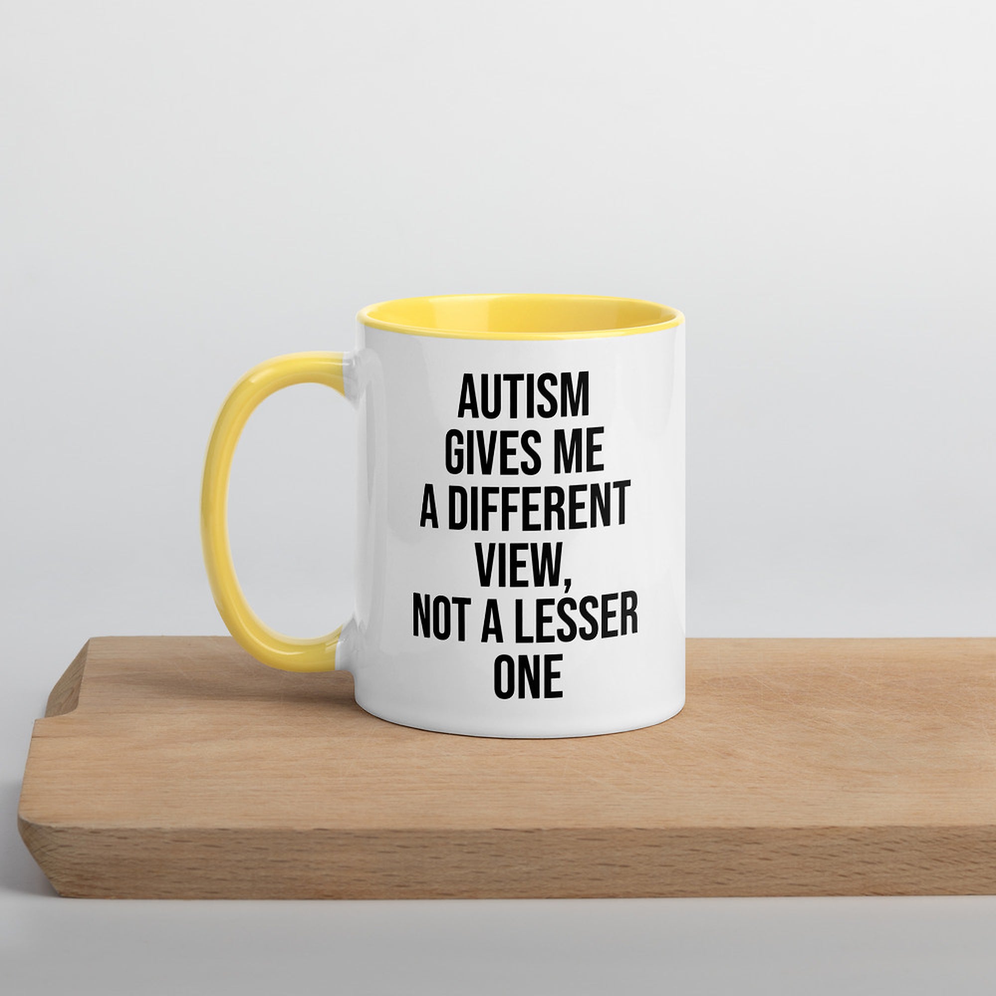 ILLTOCHILL Autism awareness neurodiversity gift Mug with Color Inside – Lifestyle Left