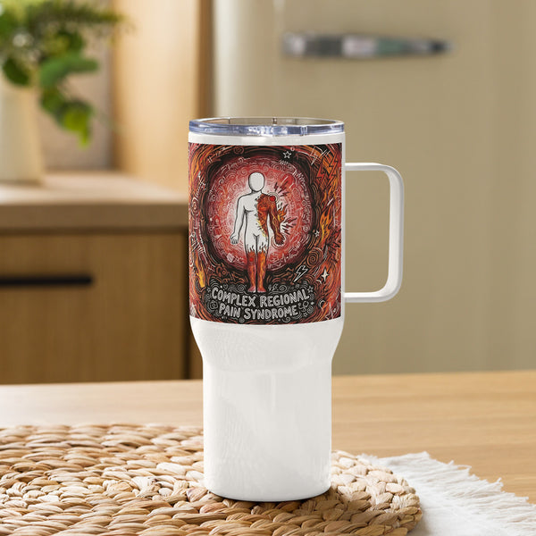 ILLTOCHILL CRPS Awareness and support gift Travel mug with a handle – Lifestyle 2 Left