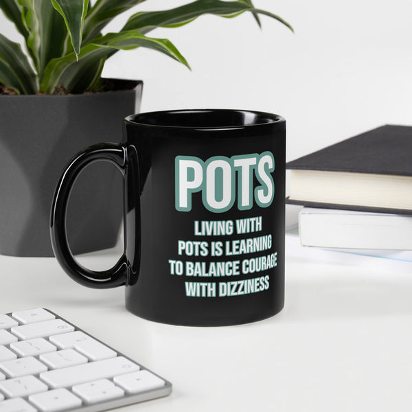 ILLTOCHILL POTS awareness gift Black Glossy Mug – Lifestyle 2 Handle on Left