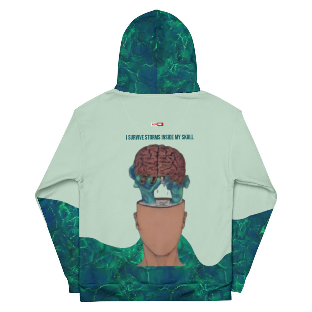 ILLTOCHILL IIH awareness Idiopathic Intracranial Hypertension support gift heavyweight Unisex Hoodie – Flat Back (White)