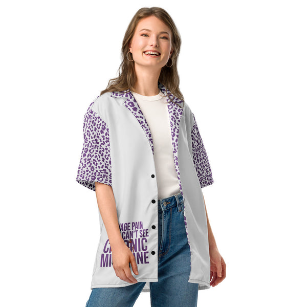 ILLTOCHILL Chronic Migraine awareness and support Unisex button shirt – Women's 2 Front 2 (Black)