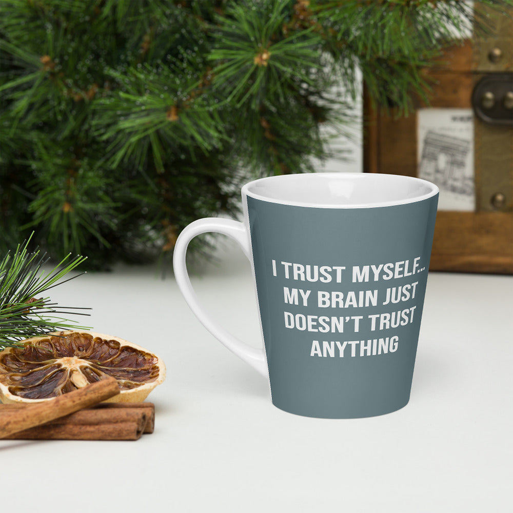 ILLTOCHILL OCD awareness Obsessive-Compulsive Disorder gift Latte mug – Lifestyle 3 Left