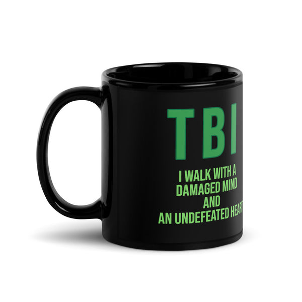 ILLTOCHILL TBI Traumatic brain injury support gift Black Glossy Mug – Flat Handle on Left