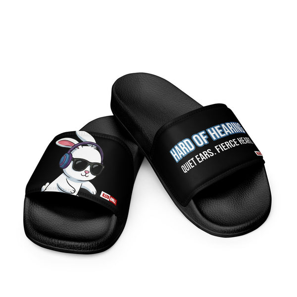 ILLTOCHILL Hard of Hearing Awareness Men's Slides – Flat 3 Front (Hard Of Hearing Awareness Men's Slides)