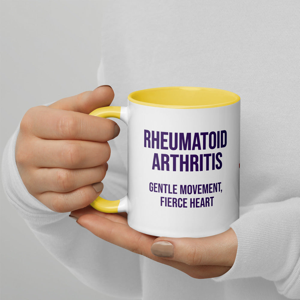 ILLTOCHILL RA awareness Rheumatoid Arthritis support gift Mug with Color Inside – Lifestyle 4 Left