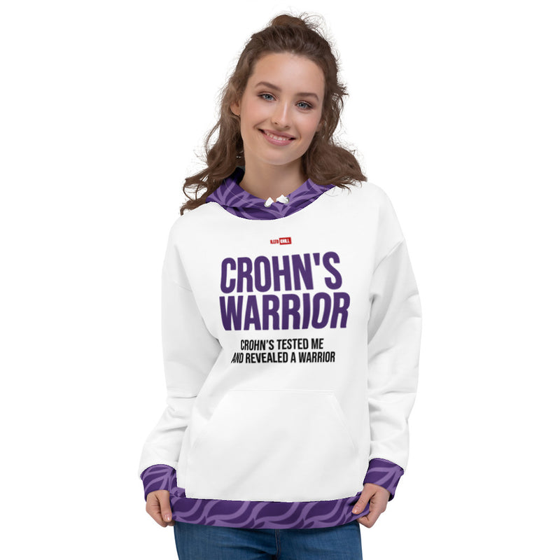 ILLTOCHILL Crohn's disease awareness and support gift heavyweight unisex hoodie – Women's Front (White)
