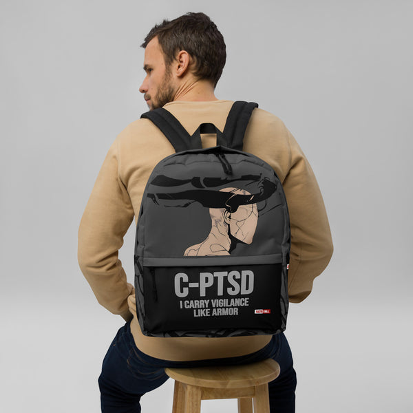 ILLTOCHILL C-PTSD Support Backpack – Men's Front (Black)
