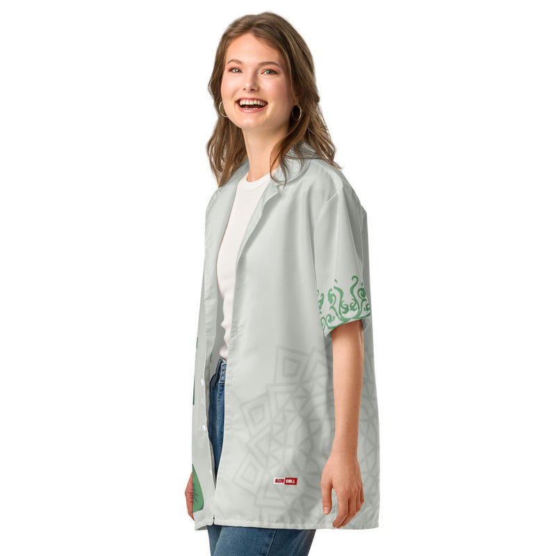 ILLTOCHILL TBI Traumatic brain injury support Unisex button shirt – Women's 2 Left Front (White)