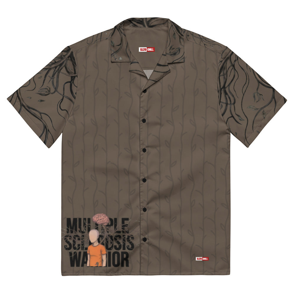 ILLTOCHILL MS Multiple Sclerosis awareness and support Unisex button shirt – Flat Front (Black)