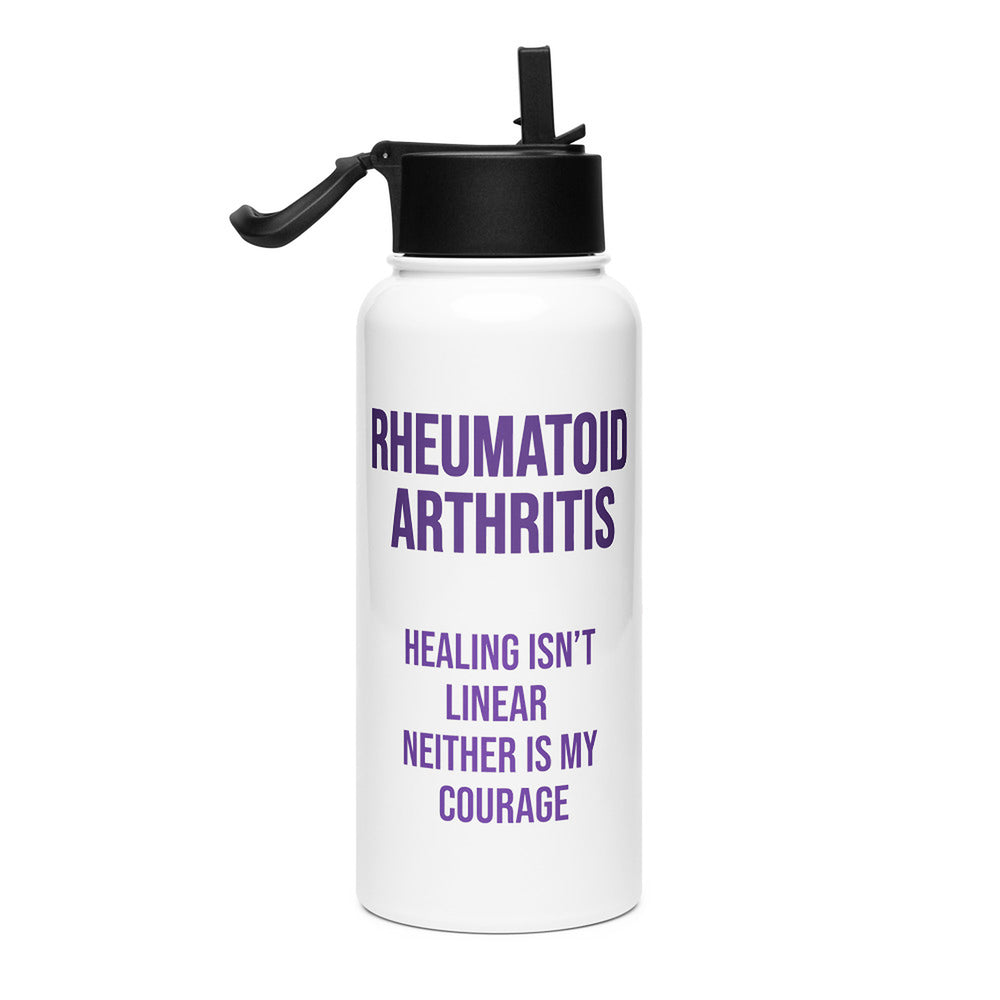 ILLTOCHILL RA awareness Rheumatoid Arthritis gift Stainless steel water bottle with a straw lid – Flat Right