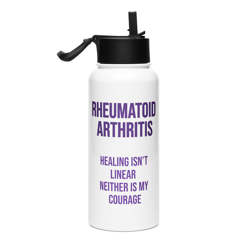 ILLTOCHILL RA awareness Rheumatoid Arthritis gift Stainless steel water bottle with a straw lid – Flat Right