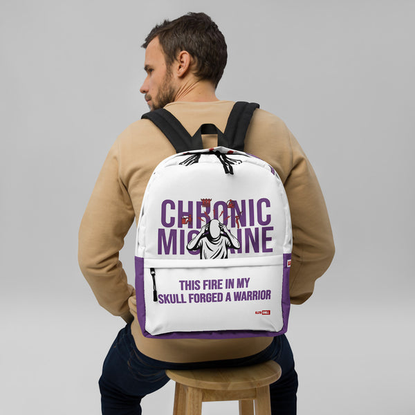 ILLTOCHILL Chronic Migraine Awareness Backpack – Men's Front (Clear)