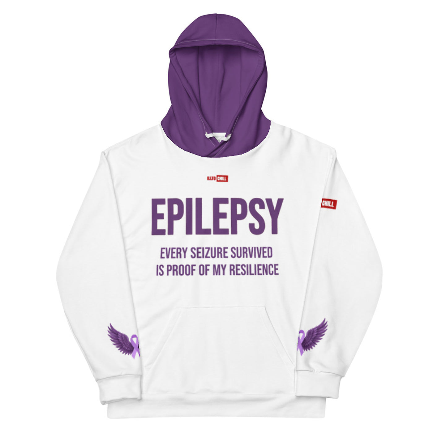 ILLTOCHILL Epileptic seizues awareness epilepsy gift heavyweight Unisex Hoodie – Flat Front (White)