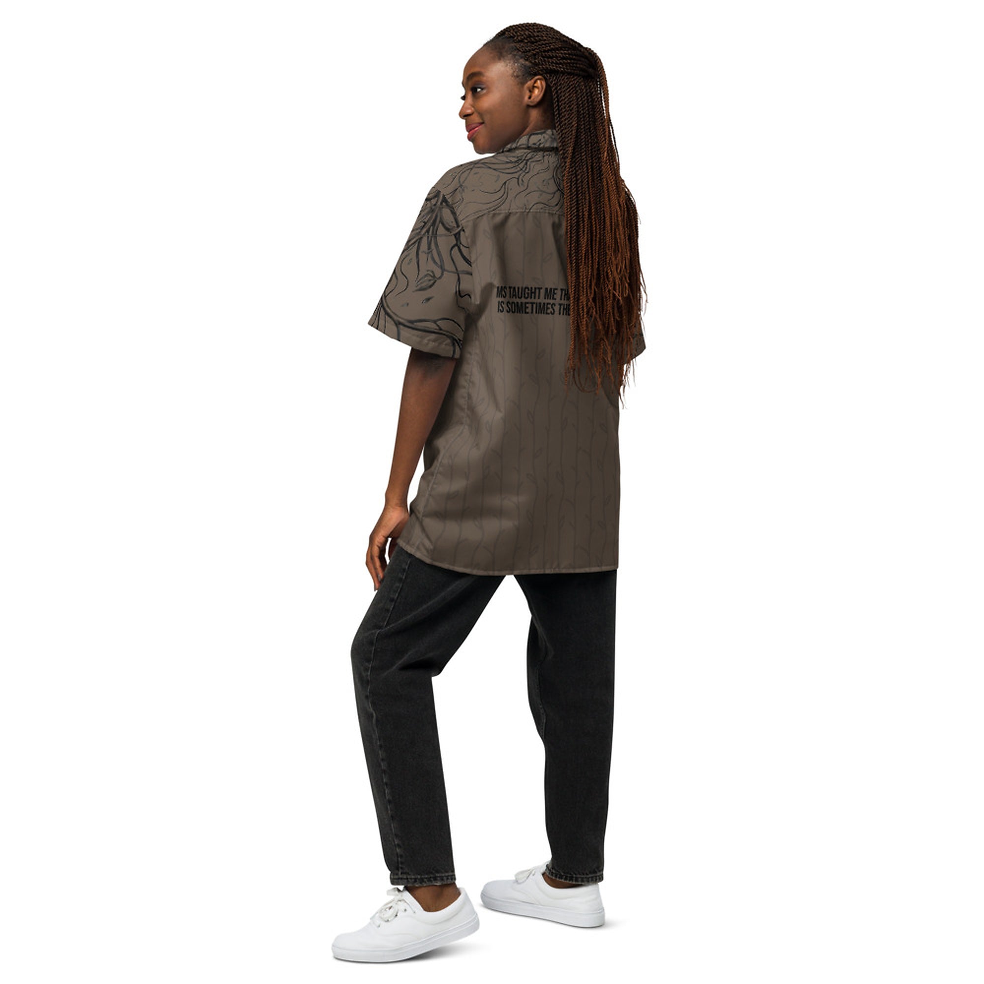 ILLTOCHILL MS Multiple Sclerosis awareness and support Unisex button shirt – Women's Back (Black)