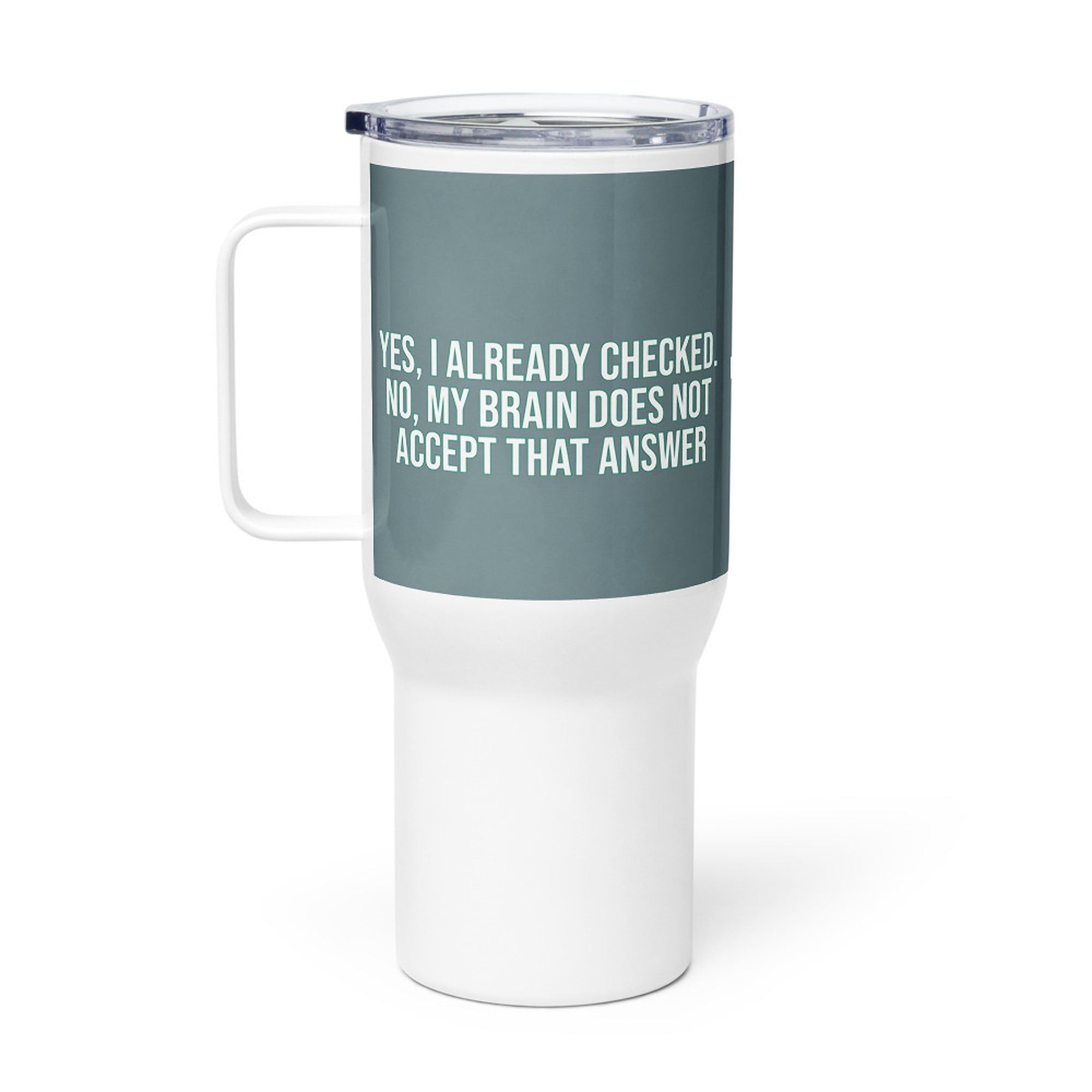 ILLTOCHILL OCD awareness Obsessive-Compulsive Disorder gift Travel mug with a handle – Flat Right