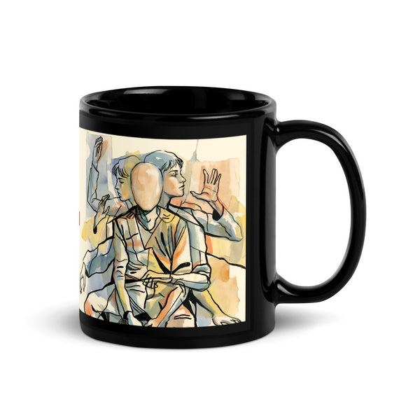 ILLTOCHILL Tourette syndrome awareness TS gift Black Glossy Mug – Flat Handle on Right