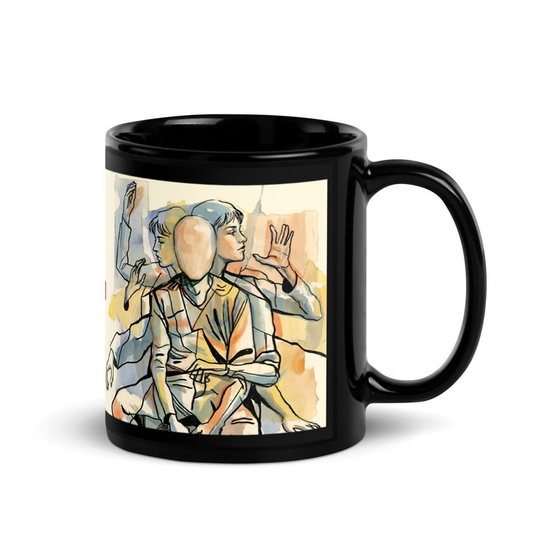 ILLTOCHILL Tourette syndrome awareness TS gift Black Glossy Mug – Flat Handle on Right