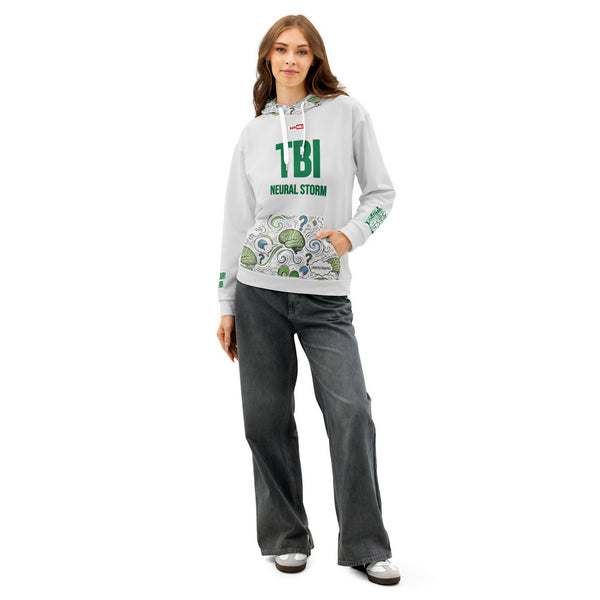 ILLTOCHILL TBI Traumatic brain injury support gift unisex cotton hoodie – Women's Front (White)