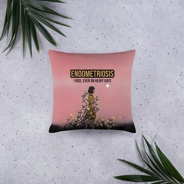 ILLTOCHILL Endometriosis Awareness Pillow – Flat Lifestyle Front (Black)