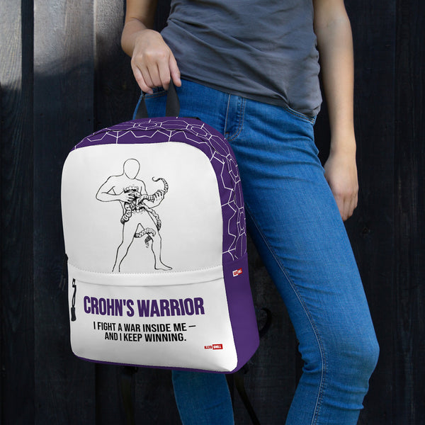 ILLTOCHILL Crohn's Disease Awareness Backpack – Women's Lifestyle Left (Clear)