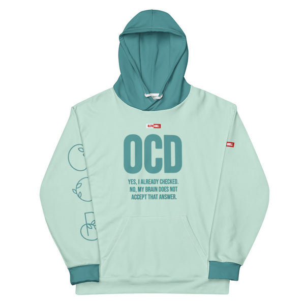 ILLTOCHILL OCD Support Obsessive-Compulsive Disorder gift Unisex cotton hoodie – Flat Front (White)