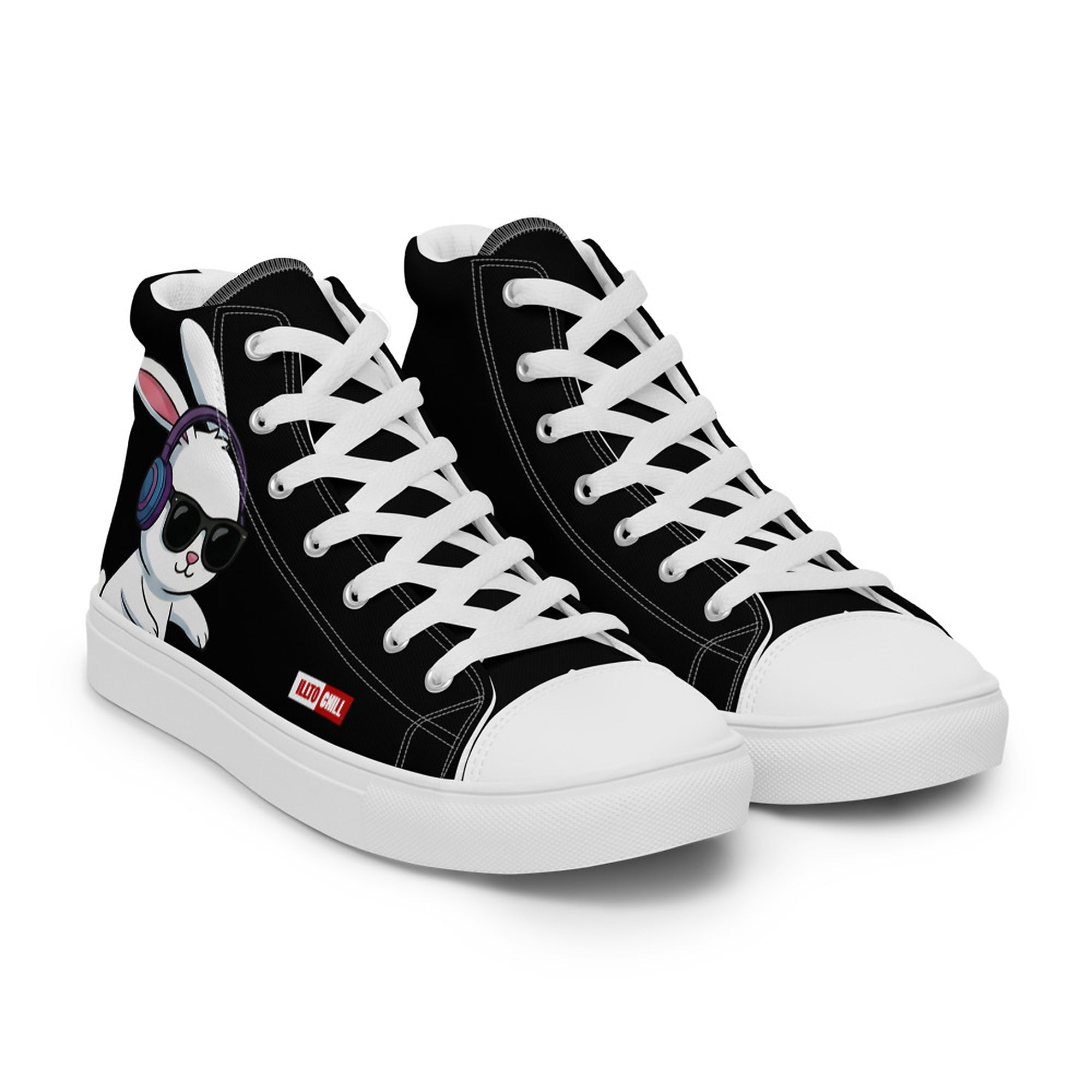 ILLTOCHILL Hard of hearing support gift for hearing impaired Men’s high top canvas shoes – Flat Right Front