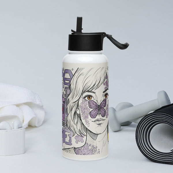 ILLTOCHILL Lupus awareness gift Stainless steel water bottle with a straw lid – Lifestyle 2 Left