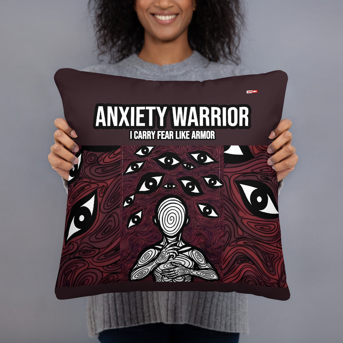ILLTOCHILL Anxiety Awareness Pillow – Person Front (Black)
