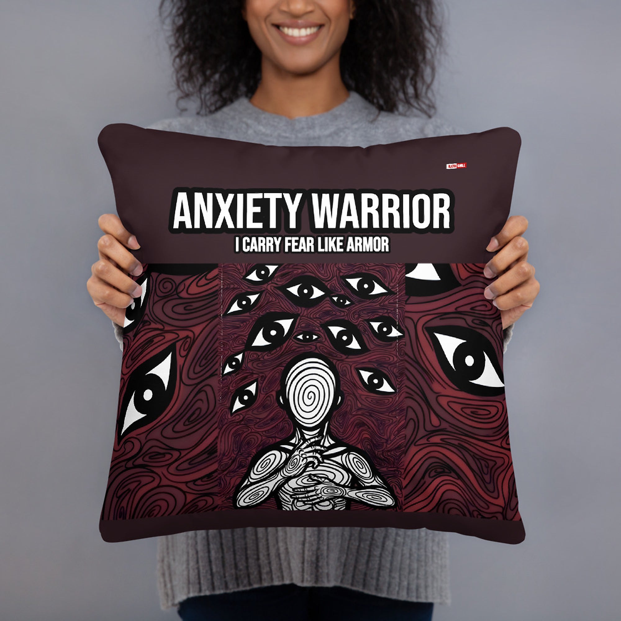 ILLTOCHILL Anxiety Awareness Pillow – Person Front (Black)