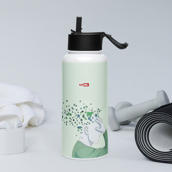 ILLTOCHILL TBI Traumatic brain injury support gift Stainless steel water bottle with a straw lid – Lifestyle 2 Left